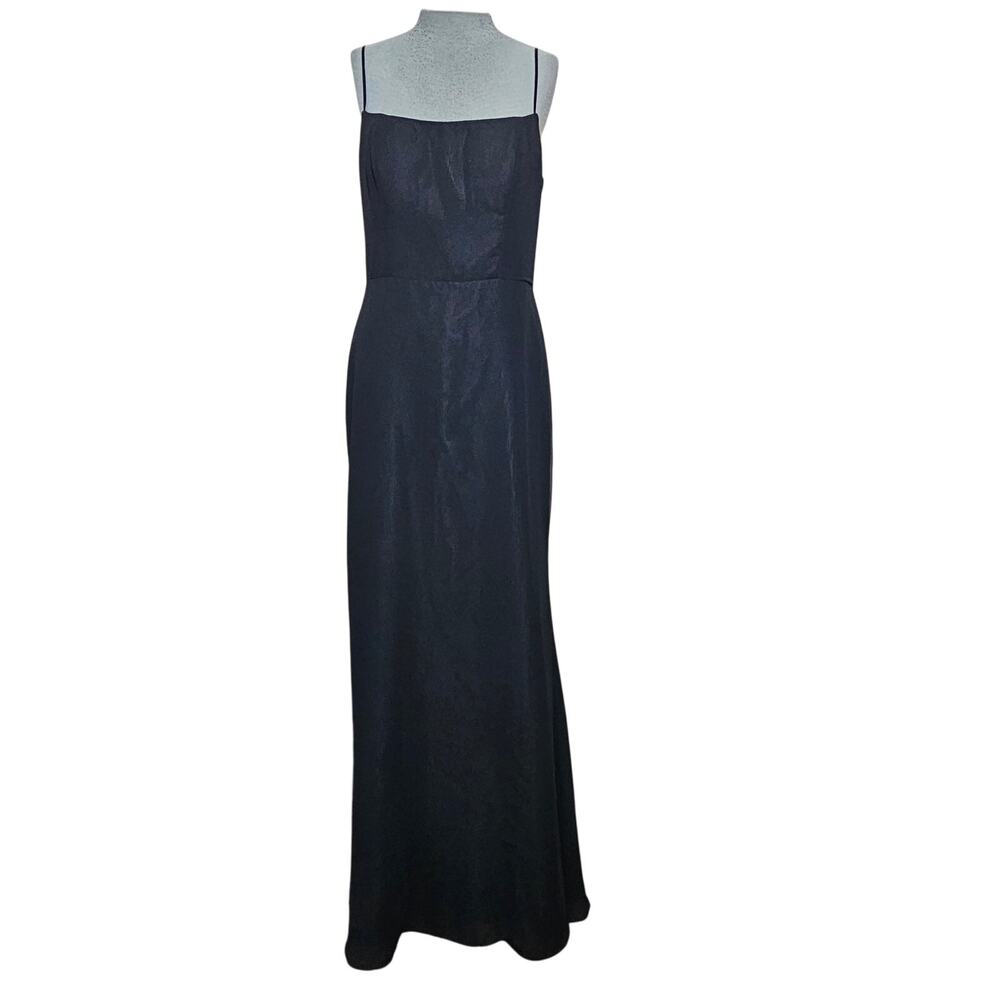 Black Satin Sleeveless Lace Back Maxi Dress Size 10 New with Tag
